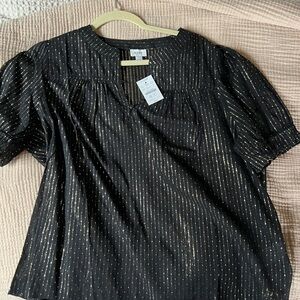 J. Crew Black Blouse with Gold Stripes